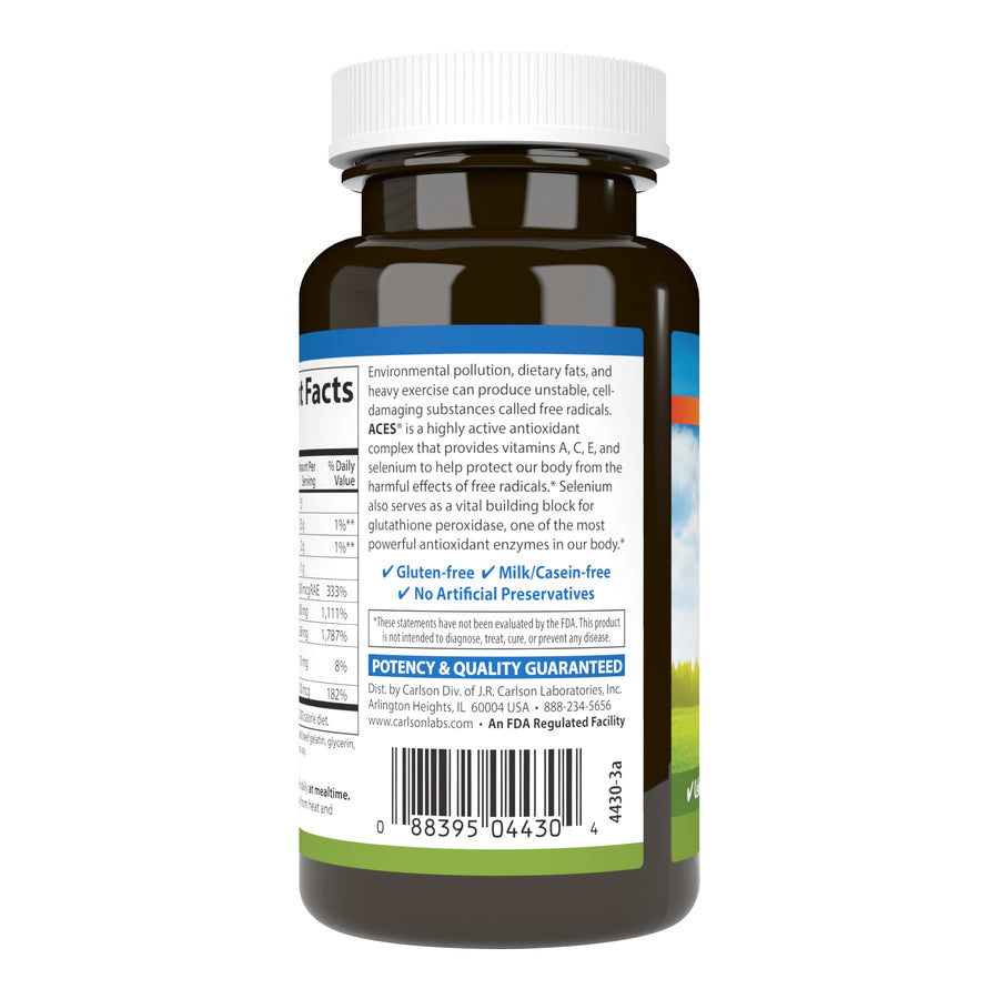 Carlson ACES Vitamin A, C, E + Selenium 50 Soft Gels Immune Support, Cellular Health & Antioxidant