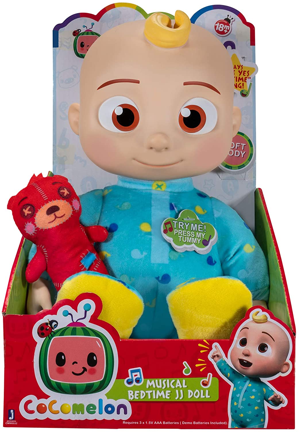 CoComelon Official Musical Bedtime JJ Doll, Bedtime Song Toys for Babies
