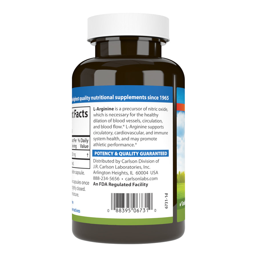 Carlson L-Arginine Free Form Amino Acid 1,350 mg, 90 Capsules