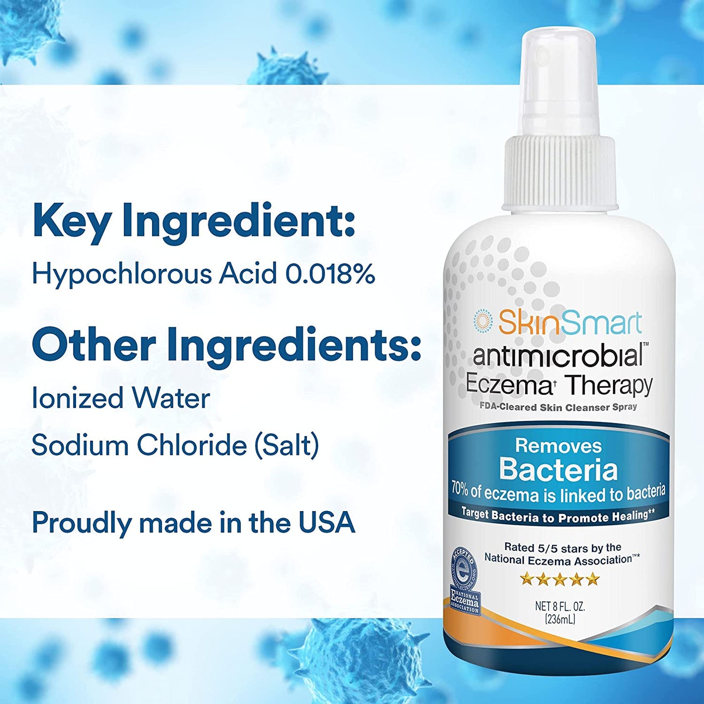SkinSmart Antimicrobial Eczema Therapy Skin Cleanser Spray, 8 fl.oz / 236ml