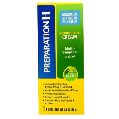 Preparation H Maximum Strength Hemorrhoidal Cream with Aloe, Multi-Symptom Relief, 0.9 oz. / 26g