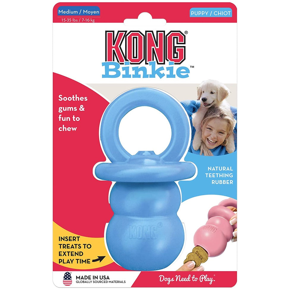 KONG Puppy Binkie, Soft Teething Rubber, Treat Dispensing Dog Toy, Pink Medium