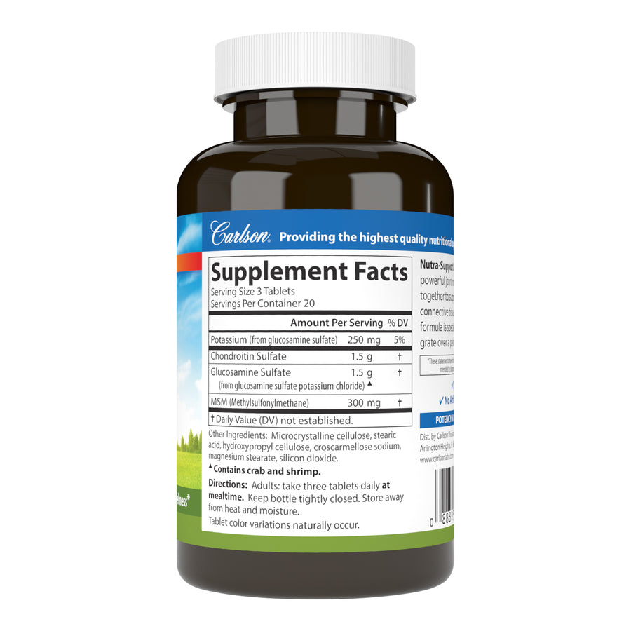 Carlson Nutra-Support Joint Glucosamine, Chondroitin & MSM 60 Tablets Joint Function & Cartilage Support