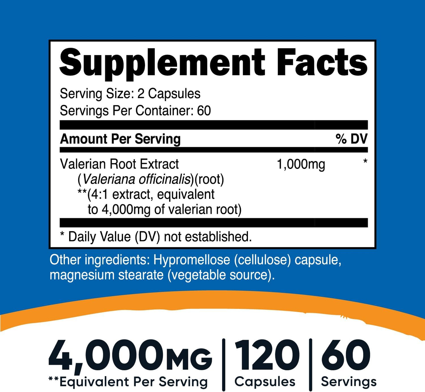 Nutricost Valerian Root 4000mg Supplement 120 Capsules