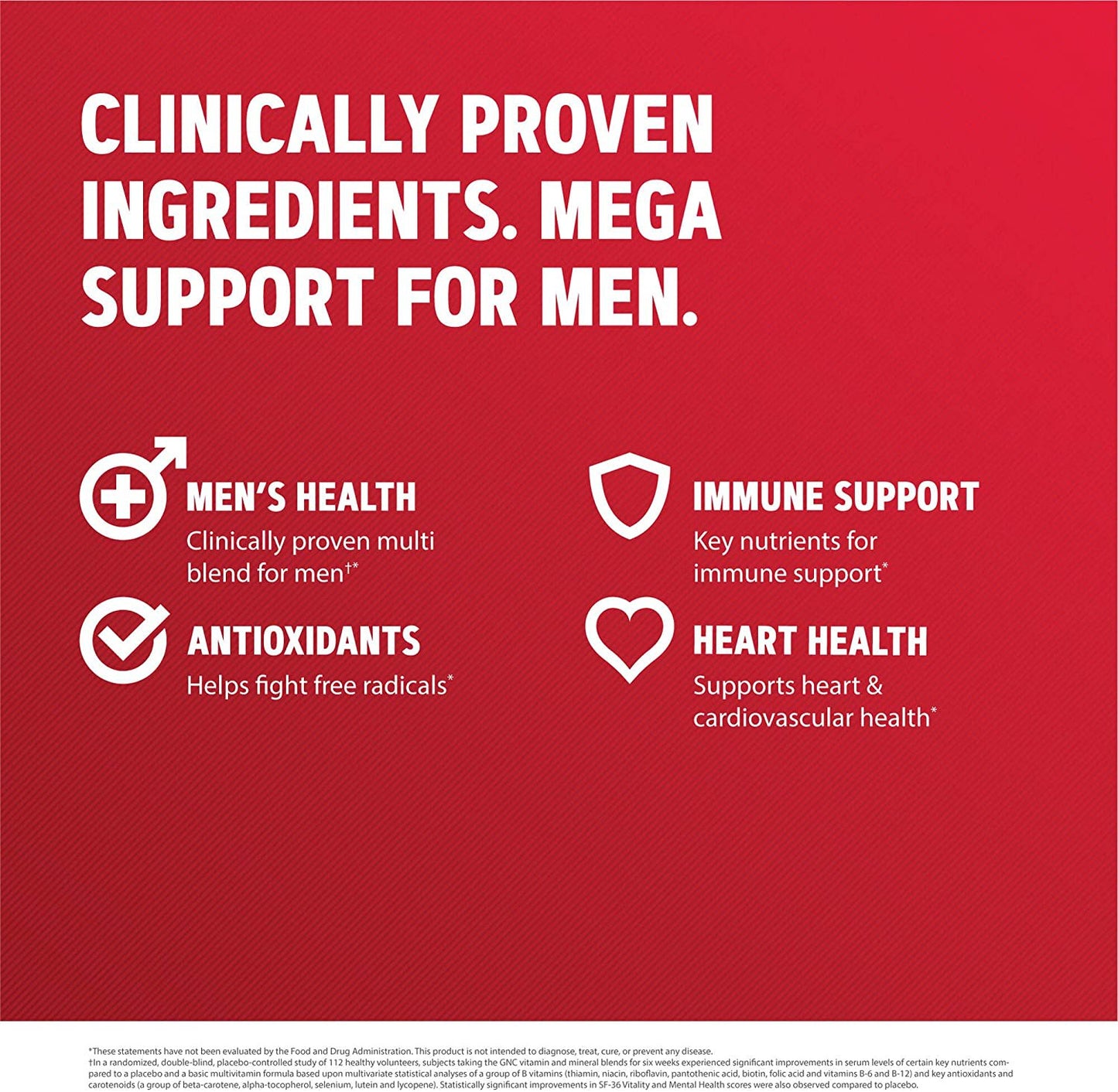 GNC Mega Men Multivitamin for Men, 90 Caplets, Antioxidants, Heart Health, and Immune Support