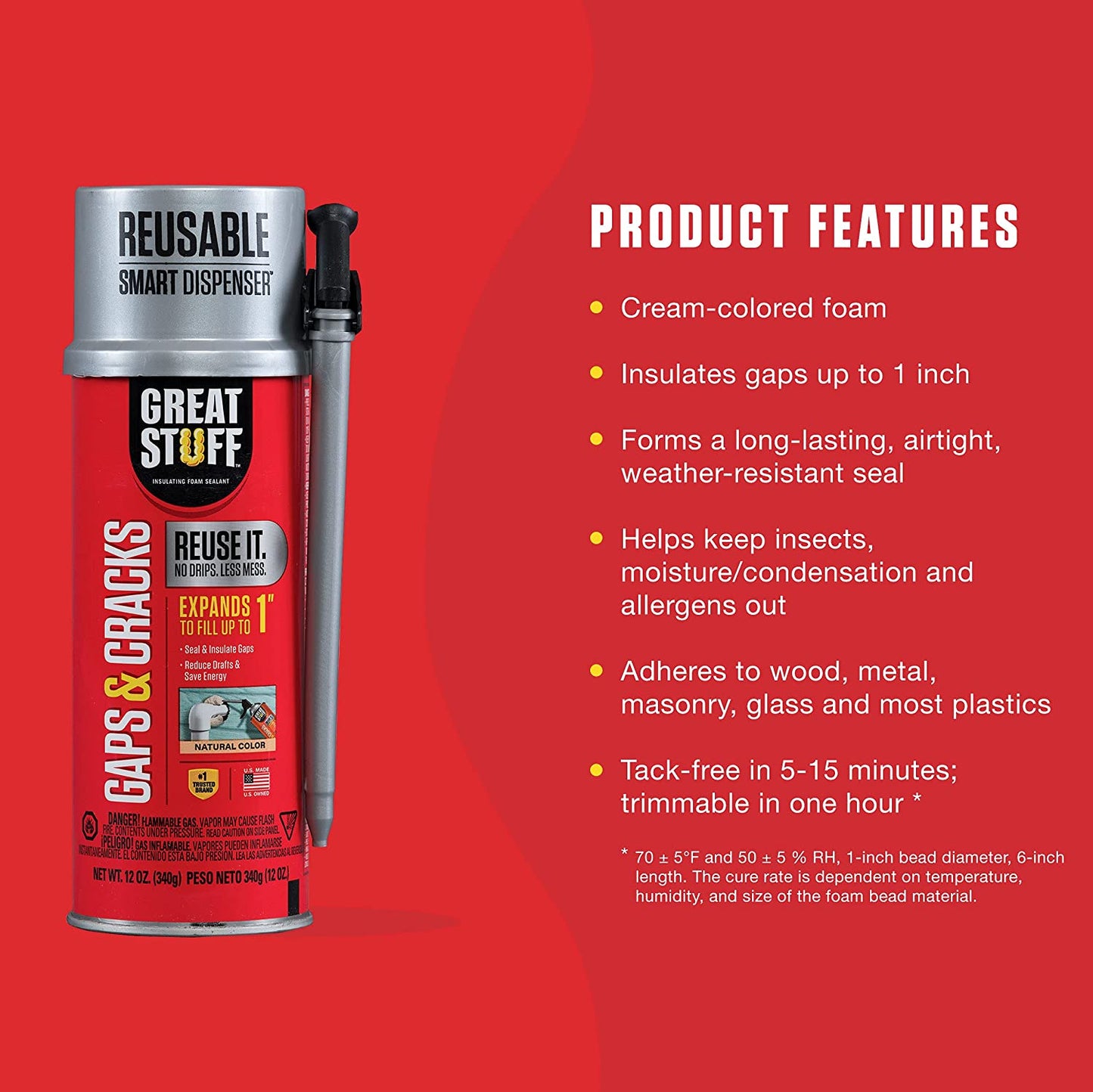 Great Stuff 99108824 Insulating Foam Sealant For Gaps And Cracks Reusable Smart Dispenser - 12oz