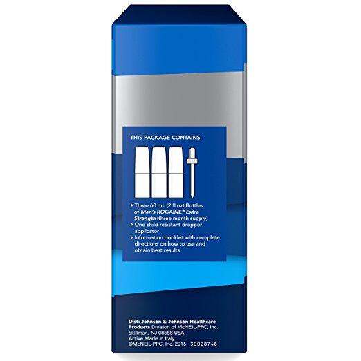 Men's Rogaine Hair Loss and Hair Regrowth Treatment, Minoxidil Topical Solution, Three Month Supply