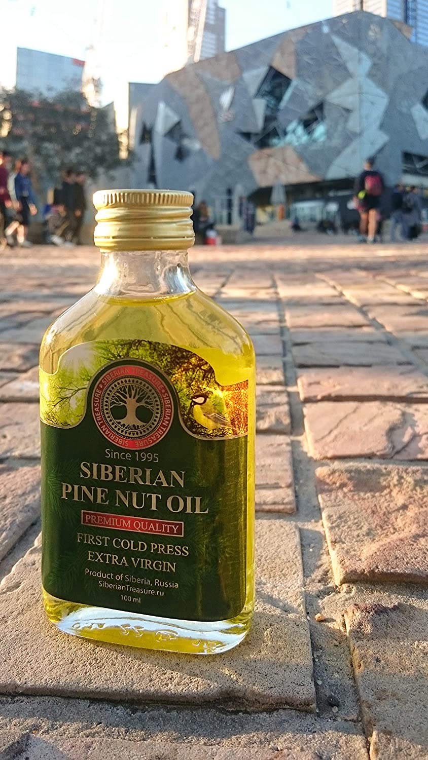 Siberian Treasure Siberian Pine Nut Oil Premium Quality First Cold Press Extra Virgin, 3.4 fl.oz / 100ml