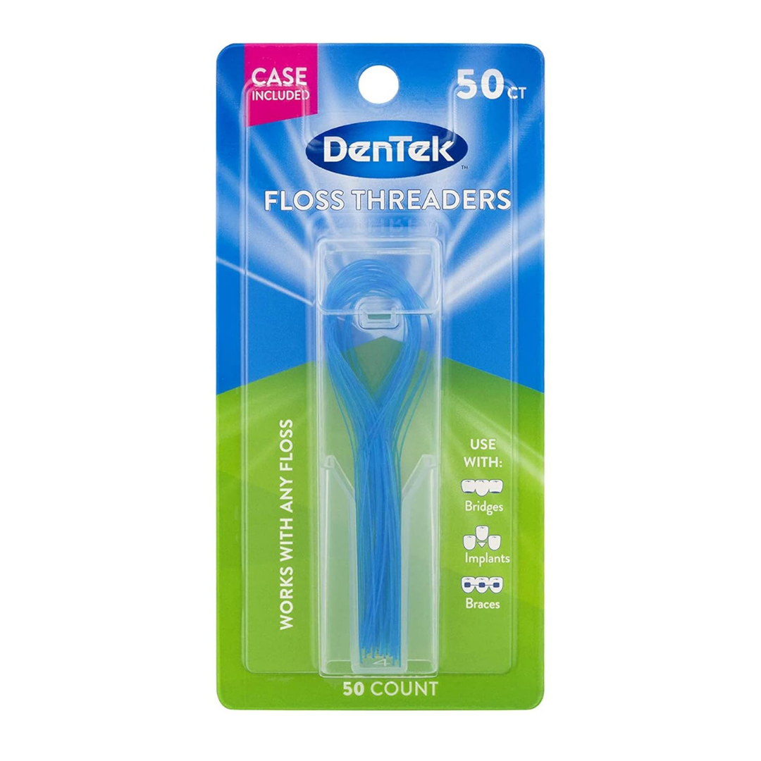 Dentek Floss Threaders | For Bridges, Implants & Braces 50 Count