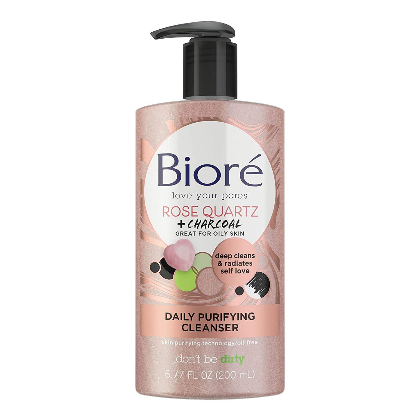 Biore Rose Quartz + Charcoal Daily Purifying Cleanser, 6.77 fl.oz / 200ml