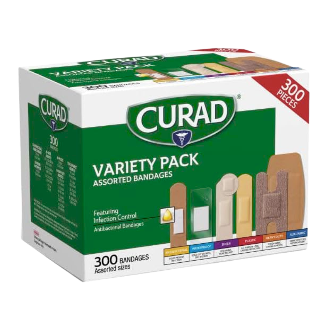 Curad Assorted Bandages Variety Pack 300 Pieces (Assorted Sizes)