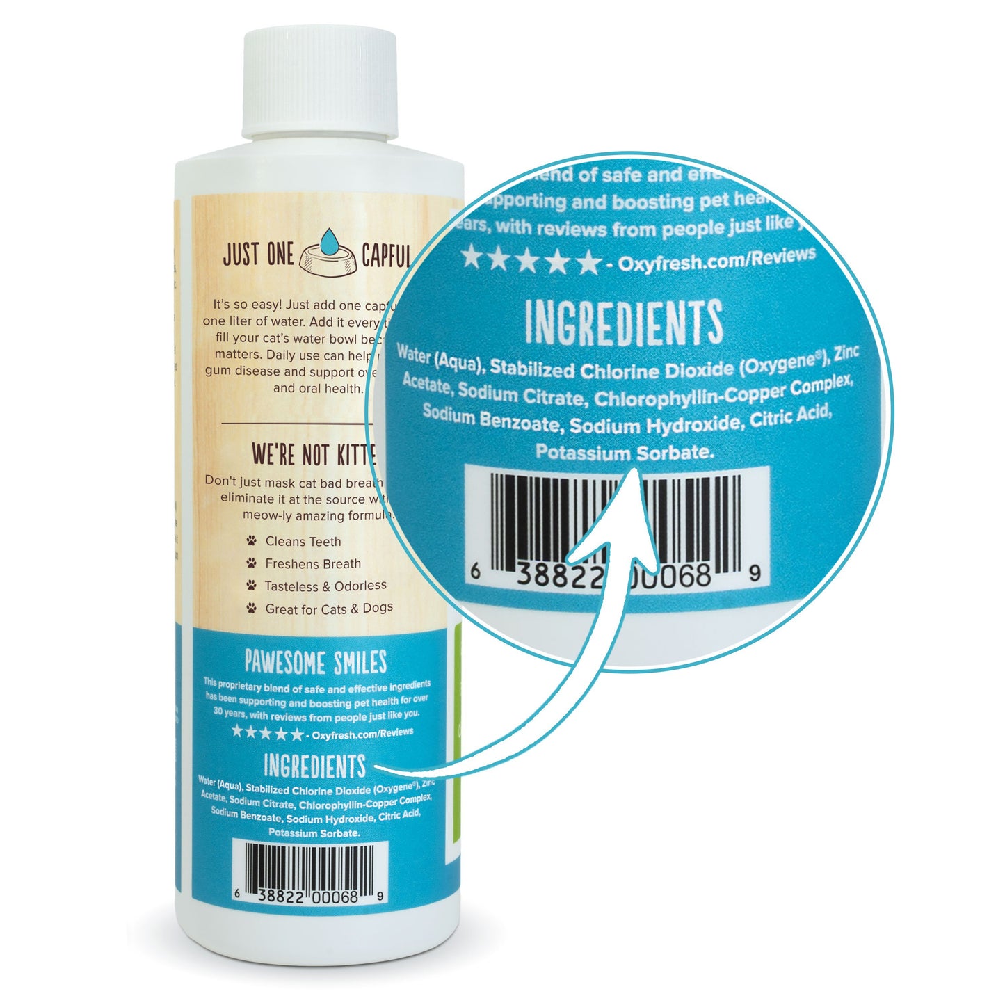 Oxyfresh Premium Pet Dental Water Additive for Bad Dog and Cat Breath 8 fl oz / 237 ml