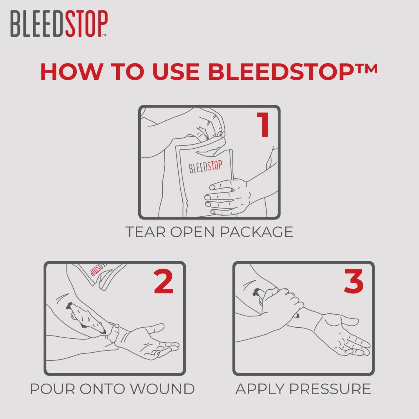 BleedStop First Aid Powder for Blood Clotting 15g (5 Pack)