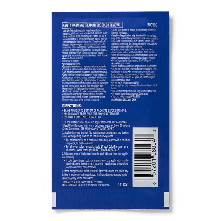 L'OREAL Effasol Color Remover Washes Away Permanent Hair Color, 7/8 oz. / 22.11g