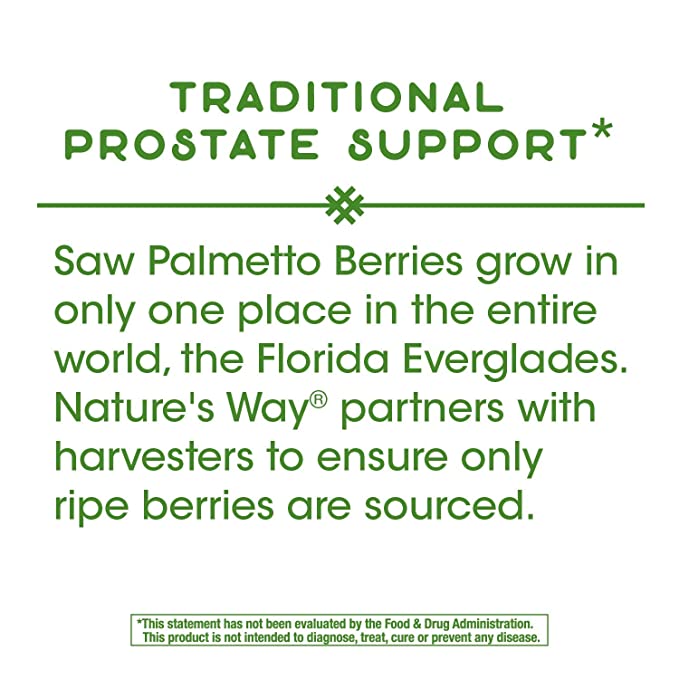 Nature's Way Saw Palmetto Berries 585mg, 180 Vegetarian Capsules (NON-GMO)