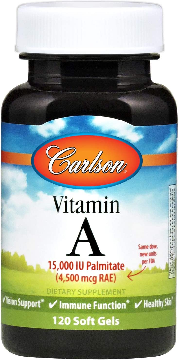 Carlson Vitamin A Palmitate 15000 IU 4500 mcg RAE 120 Softgels Vision Health