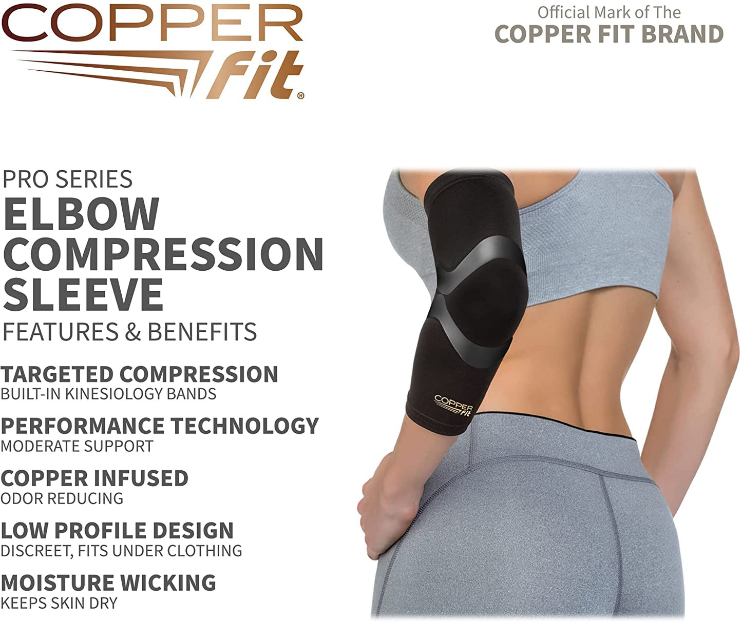 Cop per Fit Pro Series Elbow Compression Sleeve Large (12.5" - 14") 1 Count