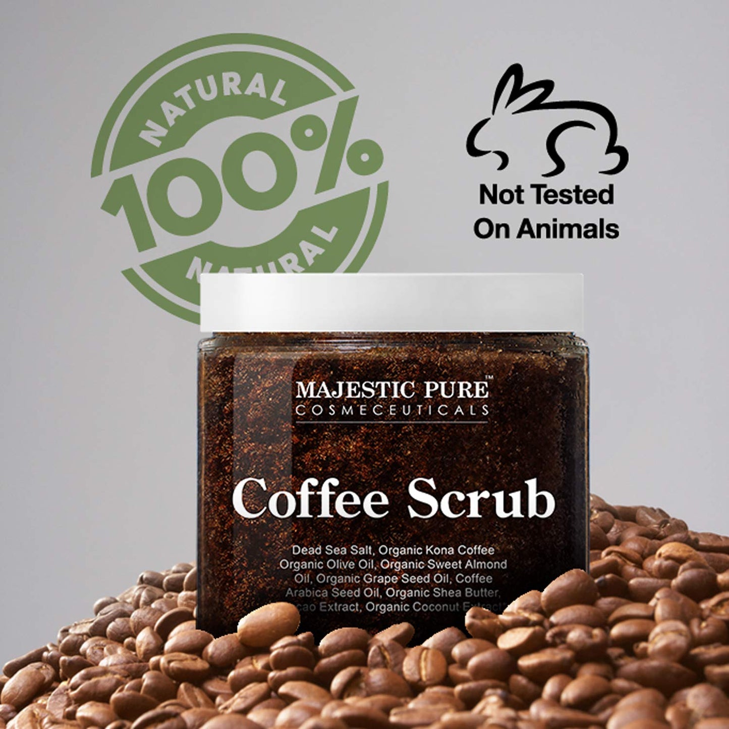 Majestic Pure Coffee Scrub All Natural Body Scrub, 10 oz. / 283g