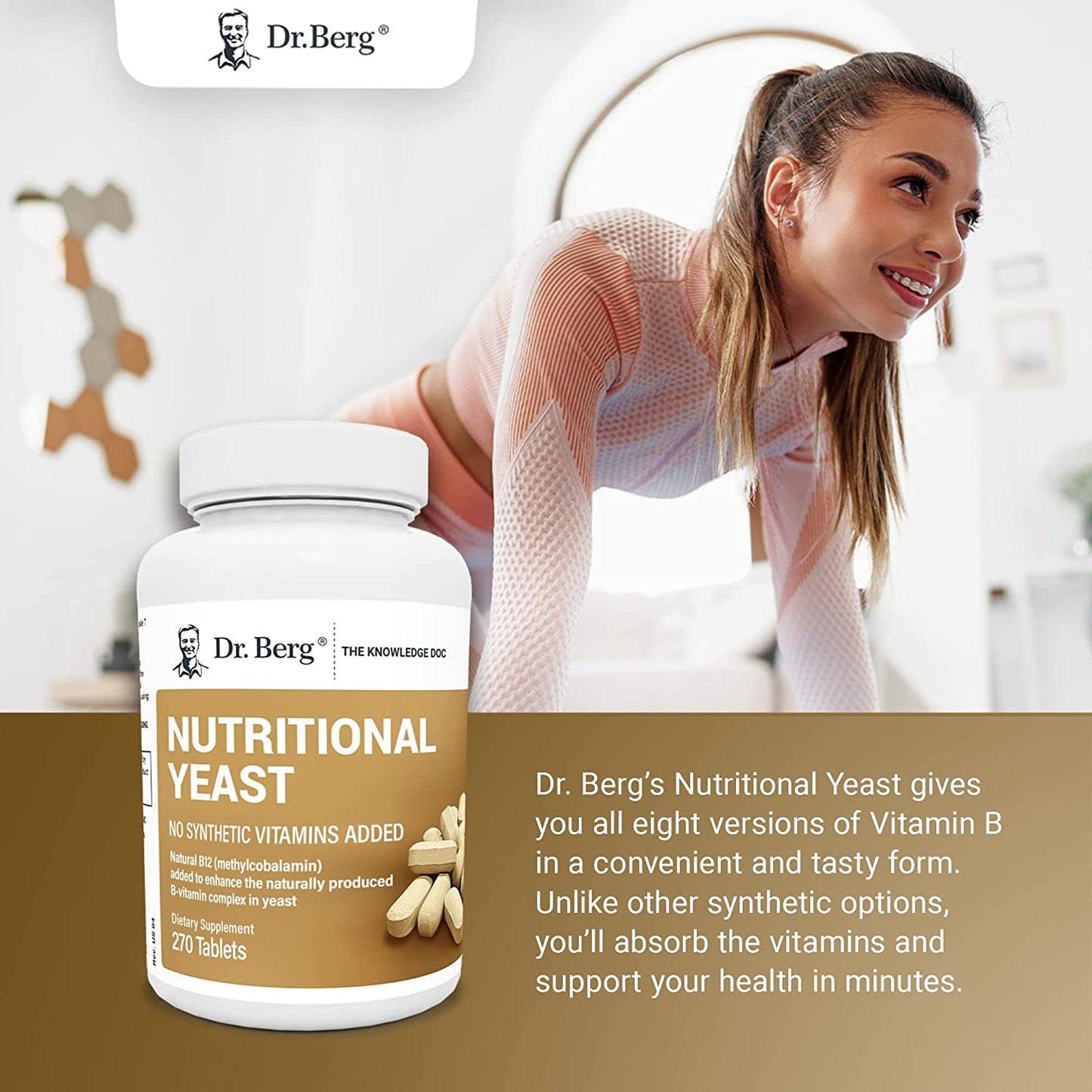 Dr. Berg's Nutritional Yeast Dietary Supplement 270 Vegan Tablets