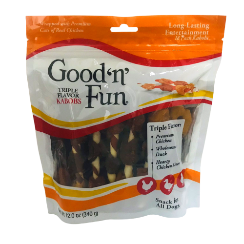Good'N'Fun Triple Flavor Kabobs Rawhide Dog Treats, 18 Pack (12 oz. / 340g)