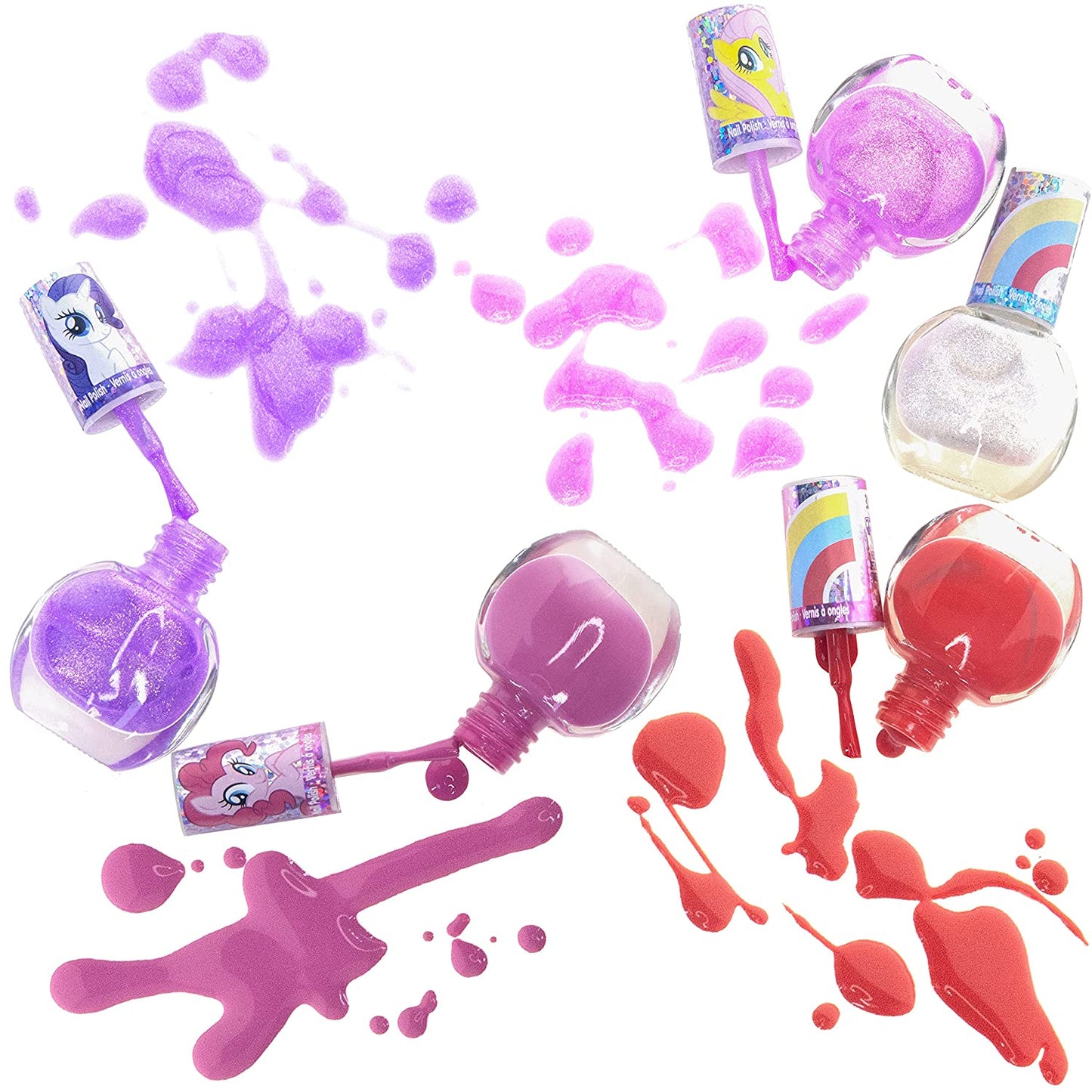 My Little Pony Non-Toxic Water Based Nail Polish Set Glittery and Opaque Colors Ages 3+