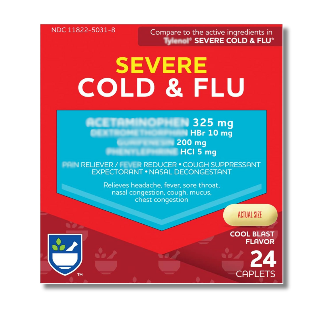 Rite Aid Severe Cold & Flu Cool Blast Flavor 24 Caplets