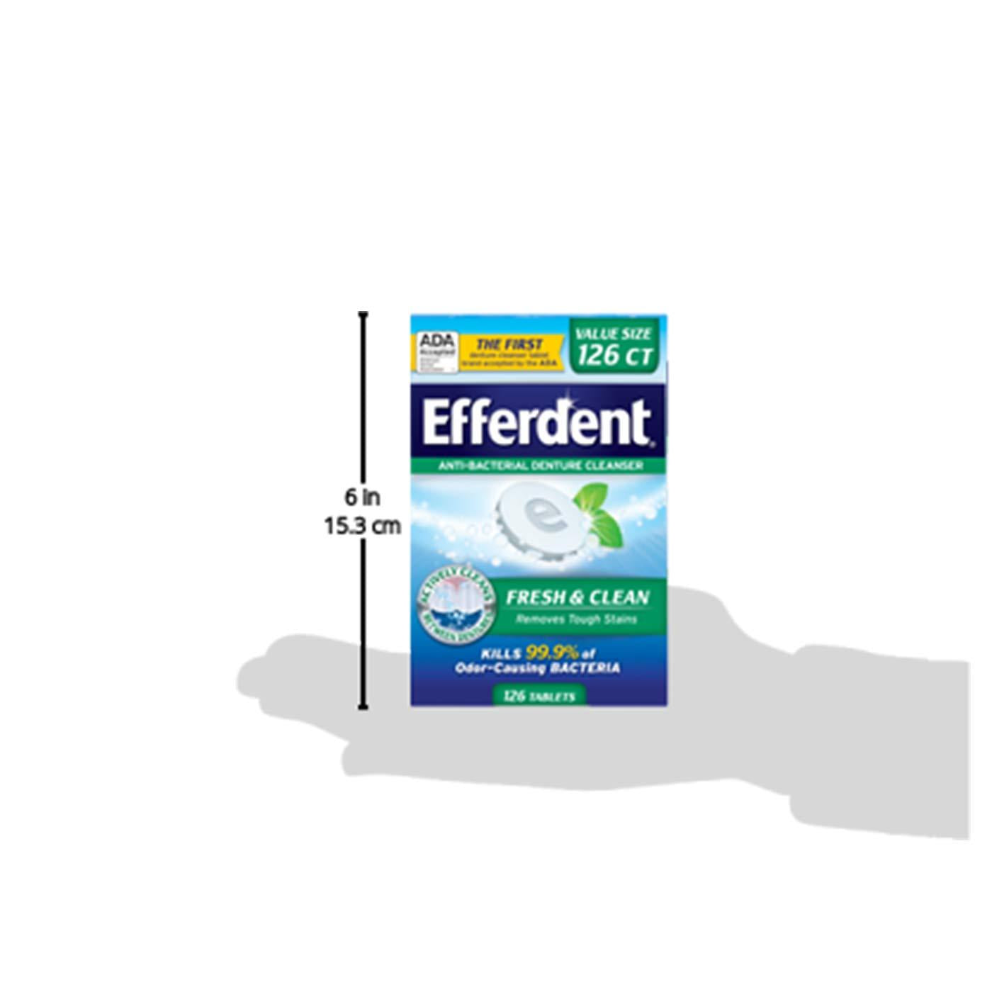 Efferdent Plus Mint Anti-Bacterial Denture Cleanser (126 Tablets) Fresh & Clean