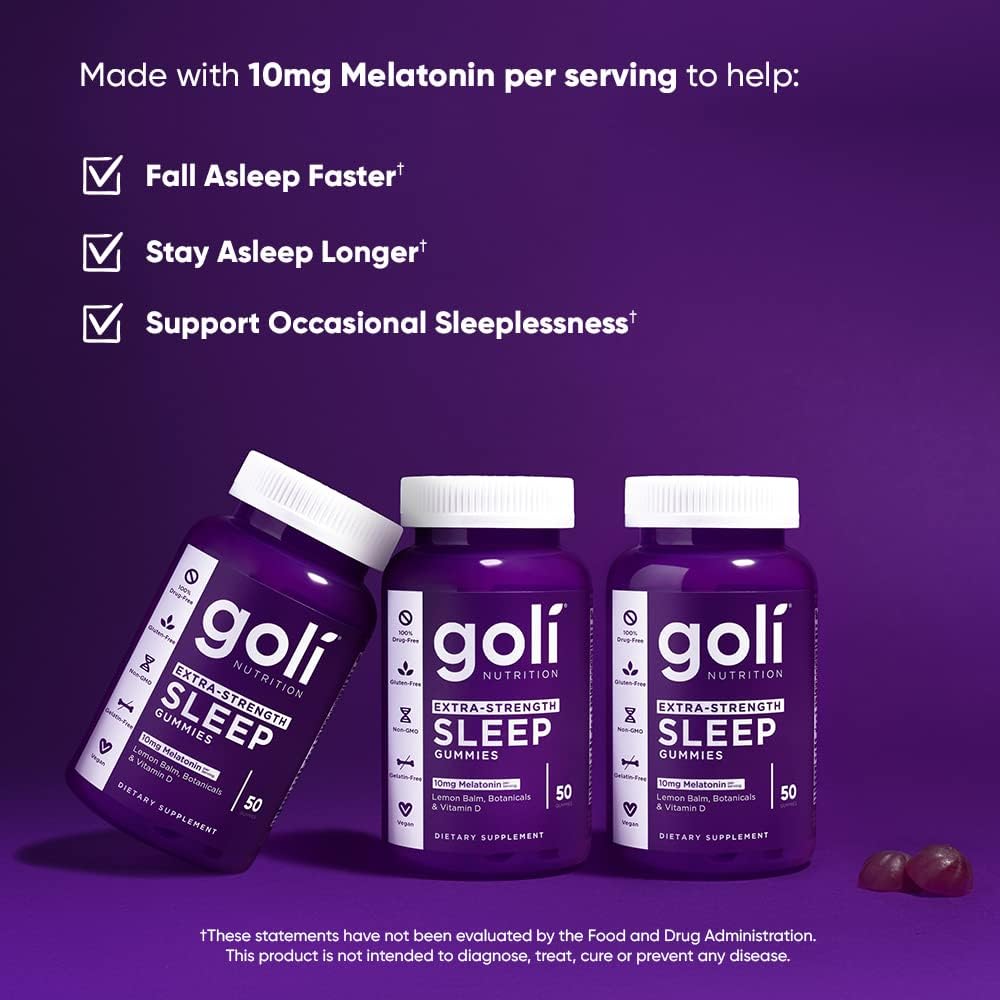 Goli Nutrition Extra-Strength Sleep 10mg Melatonin 50 Gummies