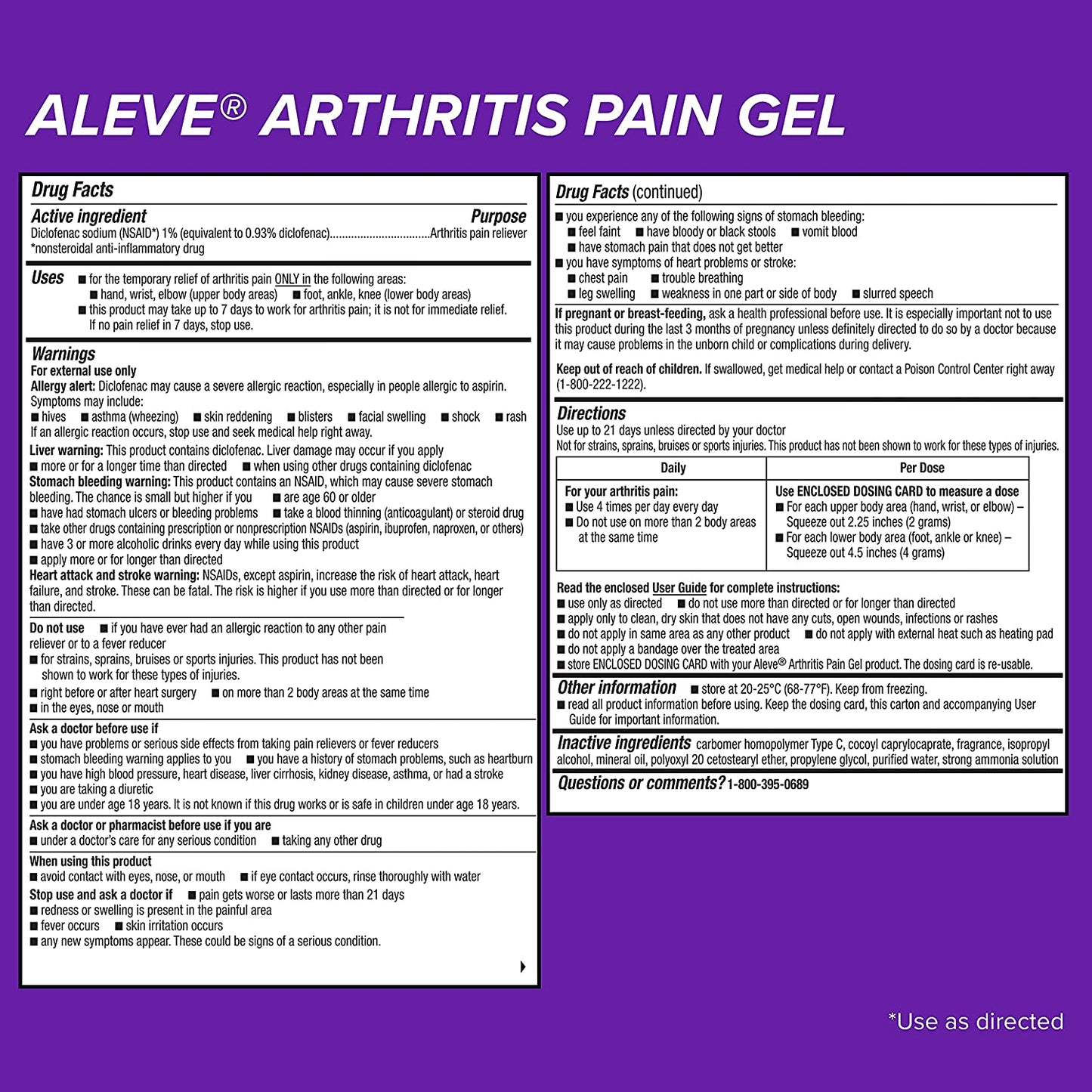 Aleve Arthritis Topical Gel 3.53 oz/ 100g