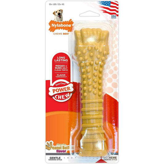Nylabone X-Large Power Chew Flavored Durable Chew Toy Peanut Butter Flavor for 50+ Lbs. (NPB105P)