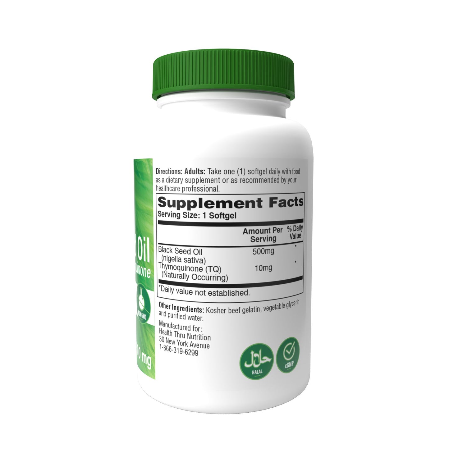 Health Thru Nutrition Black Seed Oil (Cold Pressed) 500mg (NON-GMO) 100 Softgels