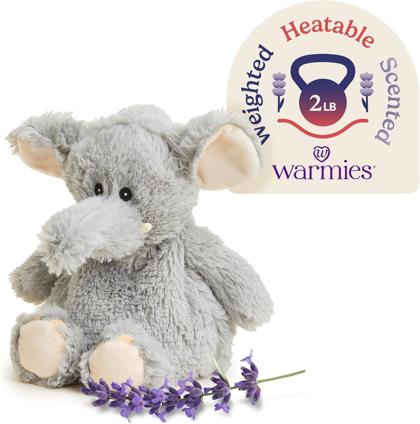 Warmies Microwavable & Weighted Stuffed Animals, Gray Elephant, Cute Soft Plush Toys for Boys, Girls, Babies & Toddlers