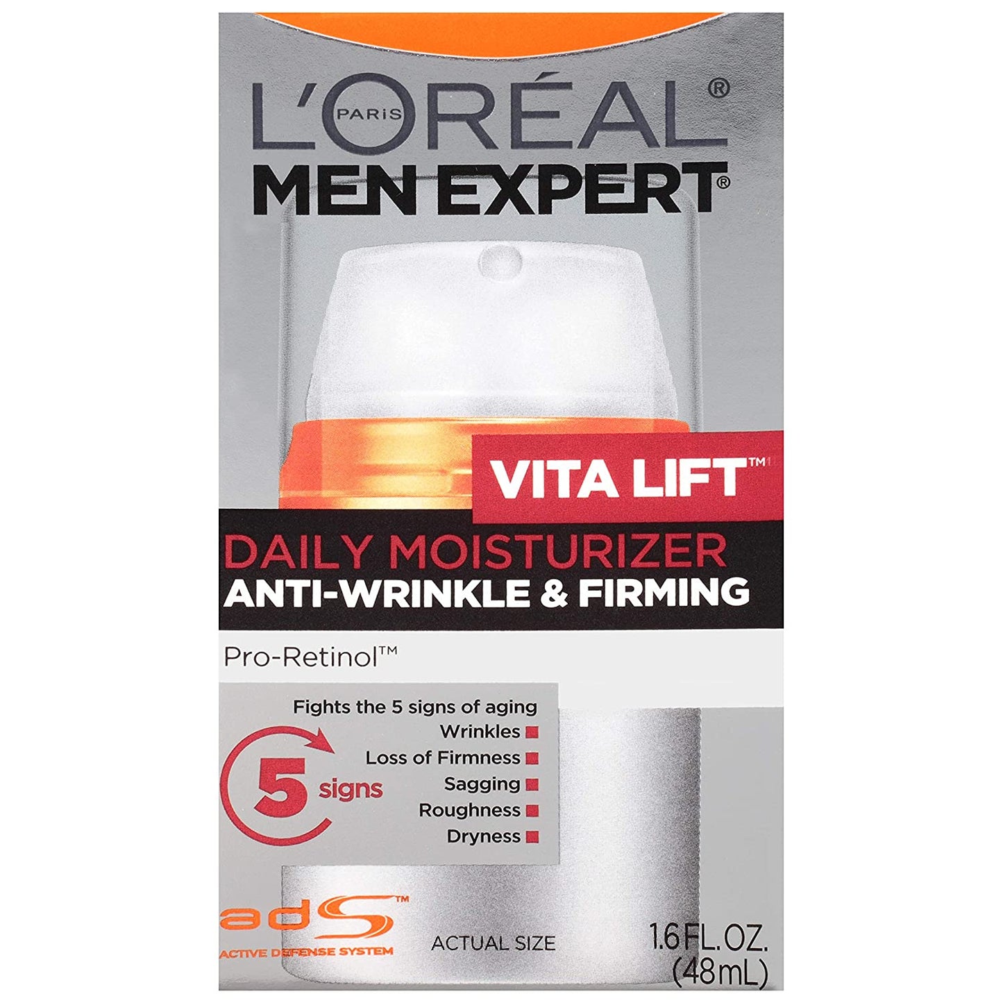L'Oreal Men Expert Vita Lift Daily Moisturizer Anti-Wrinkle & Firming Pro-Retinol, 1.6 fl.oz / 48 ml
