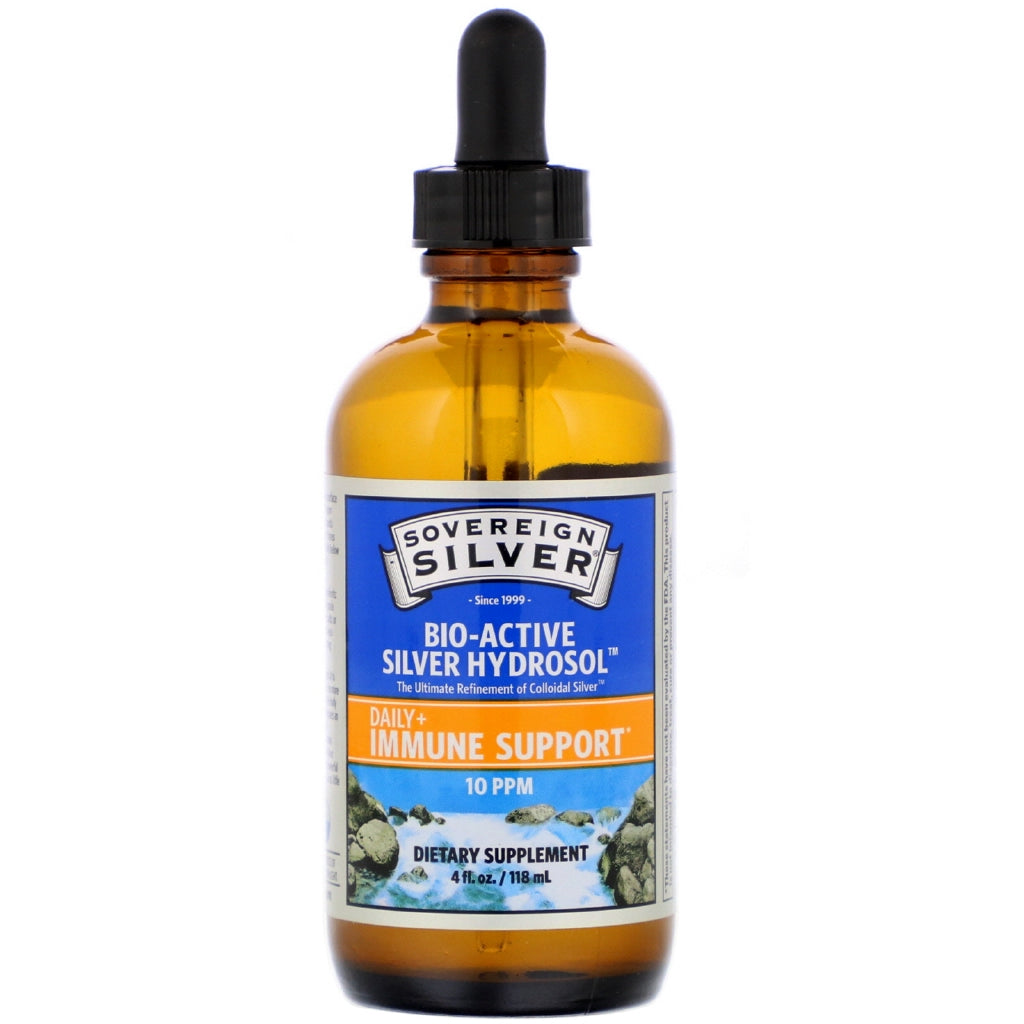 Sovereign Silver Bio-Active Silver Hydrosol Immune Support, Liquid Drops 4 fl. oz / 118 mL
