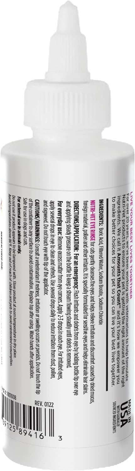 Nutri Vet Eye Rinse For Cats Reduce Irritation And Prevent Tear Stains 4 fl oz / 118 ml