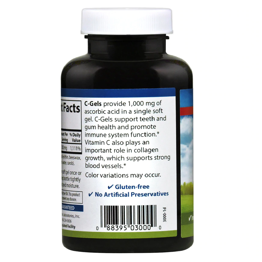 Carlson Vitamin C C-Gels 1000 mg 100 Softgels Immune Support & Heart Health