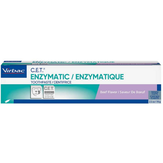 Virbac C.E.T Enzymatic Dog & Cat Toothpaste for Plaque & Tartar Control Beef Flavor, 2.5 oz. / 70g