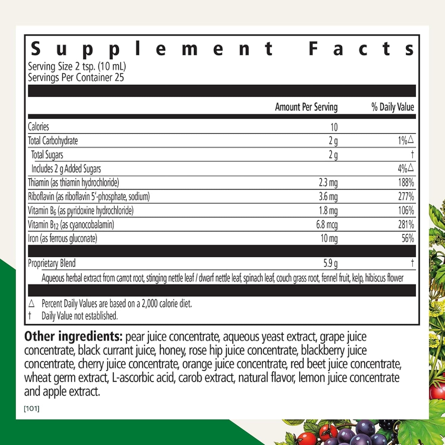 Salus Floradix Iron + Herbs Liquid Iron And Vitamin Formula Supplement 8.5 fl oz / 250ml