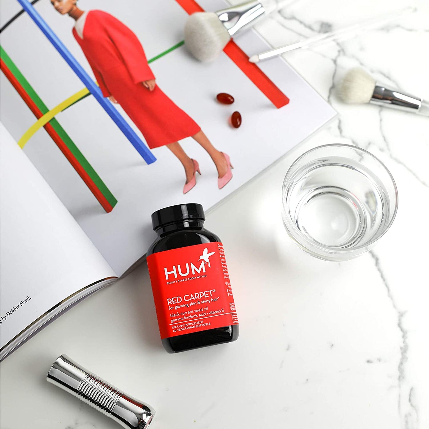 HUM Red Carpet Healthy Skin & Hair Supplement, Vegan Vegetarian 60 Softgels