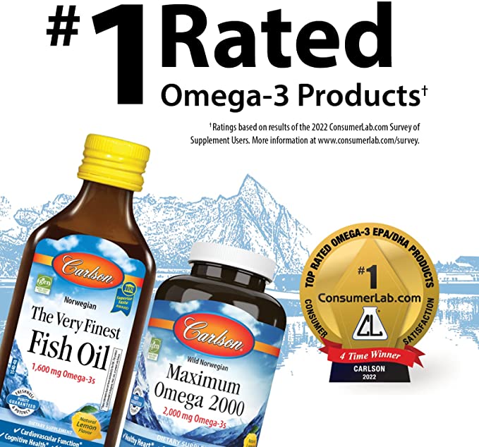 Carlson Wild Norwegian Cod Liver Oil 1,100mg Omega-3s, A & D3 16.9 fl. oz (500 mL)