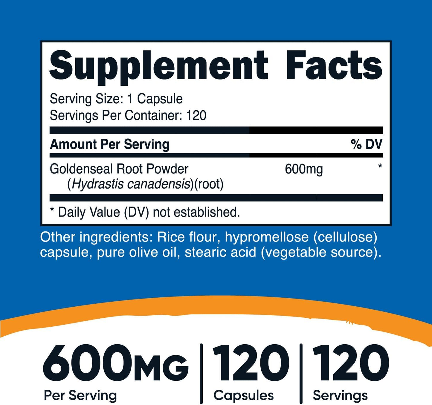 Nutricost Goldenseal Root 600mg Supplement 120 Capsules