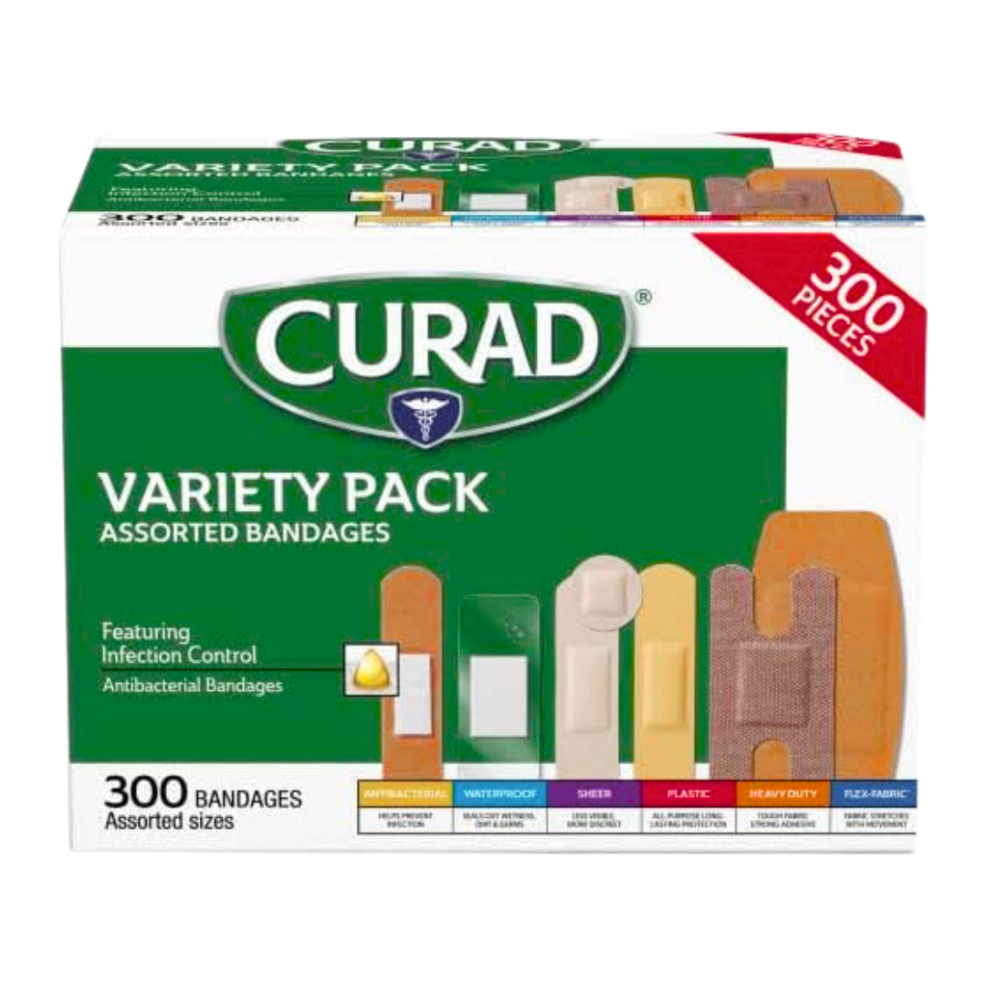 Curad Assorted Bandages Variety Pack 300 Pieces (Assorted Sizes)