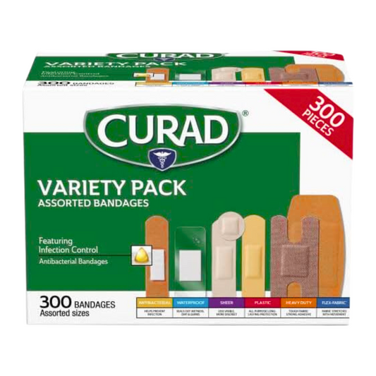 Curad Assorted Bandages Variety Pack 300 Pieces (Assorted Sizes)