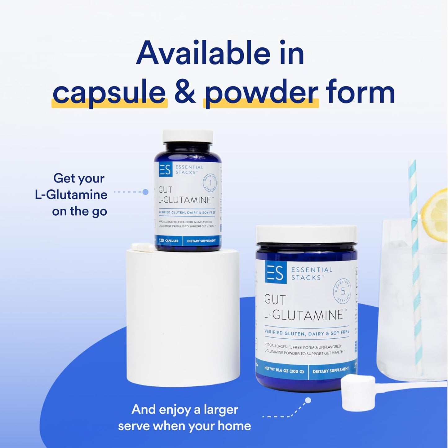 Essential Stacks Gut L-Glutamine Powder (10.6 oz / 300g)