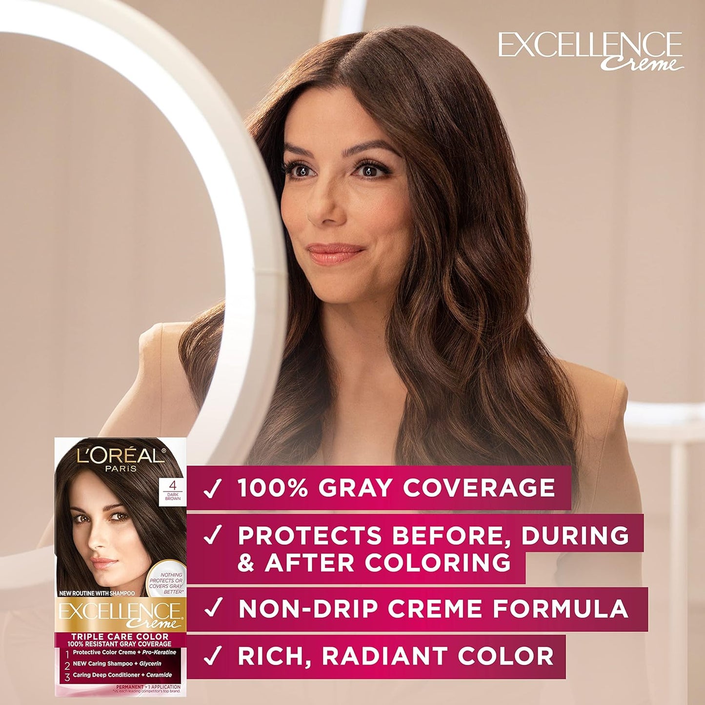 L'Oreal Paris Excellence Cream Triple Care Color (6R Light Auburn) 1 Application