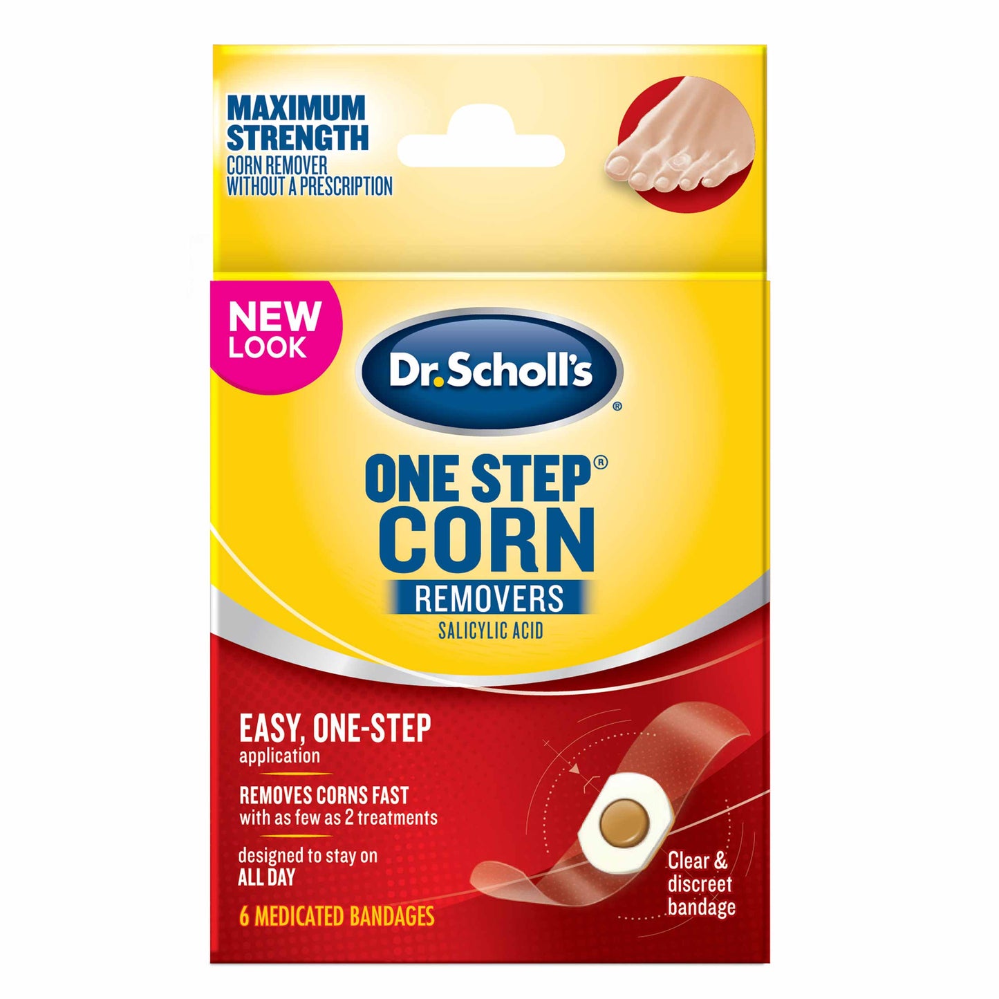 Dr. Scholl's One Step Corn Removers Salicylic Acid, 6 Medicated Bandages