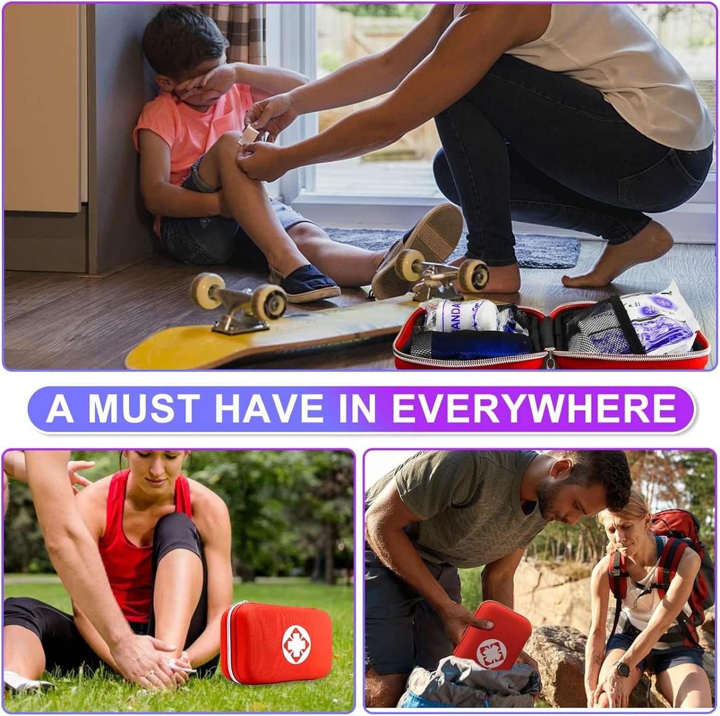 Car First Aid Kits Survival Gear Small Emergency Kit 275 Pieces (Travel Size)