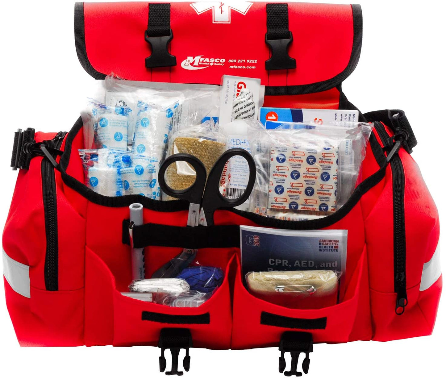 Mfasco Complete Emergency Response Trauma Bag First Aid Kit for Natural Disasters (Red) 13 x 9 x 6 inches 1 Bag