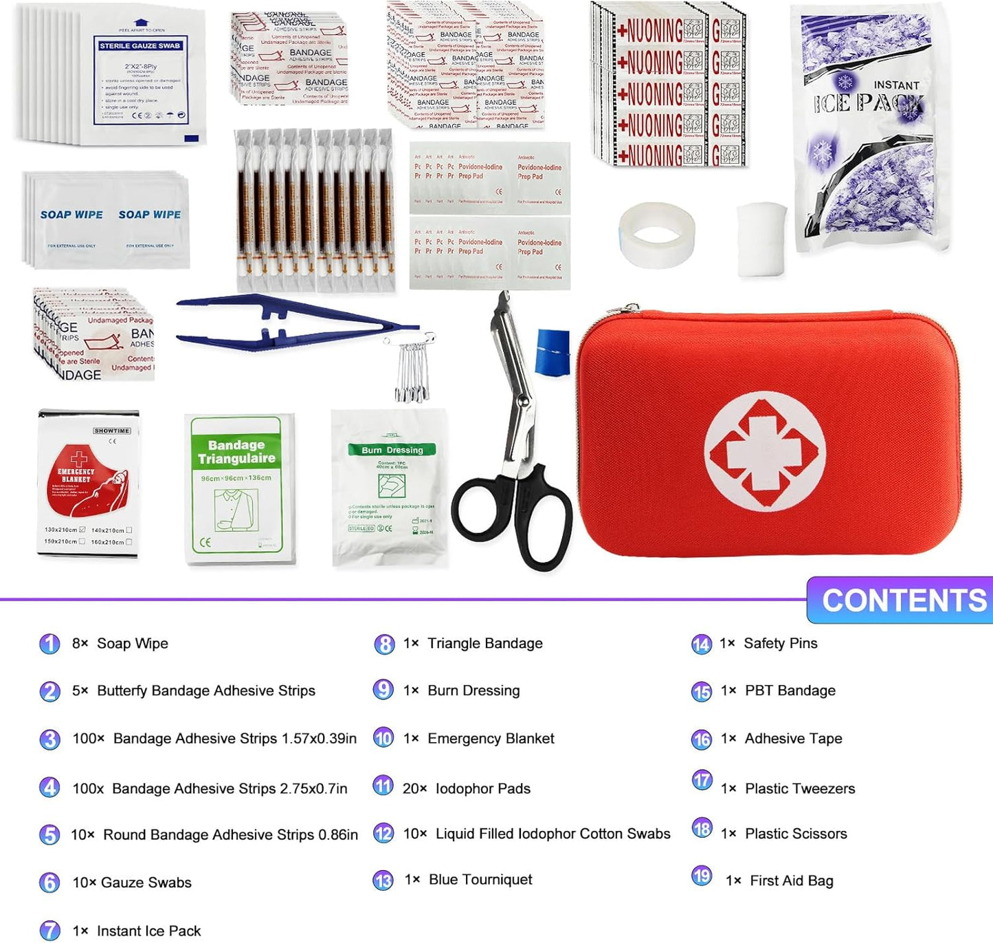 Car First Aid Kits Survival Gear Small Emergency Kit 275 Pieces (Travel Size)