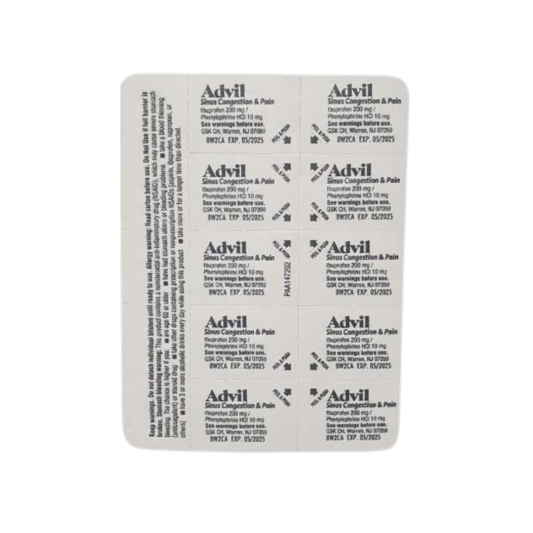Advil Sinus Congestion Coated Tablets 10 Count